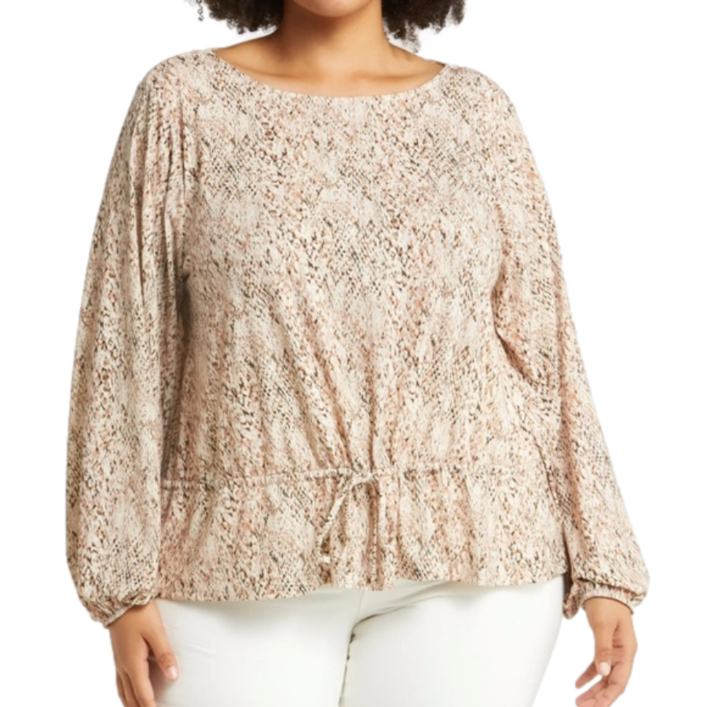 Belldini Snake Print Blouse Long Billow Sleeve Size 1X